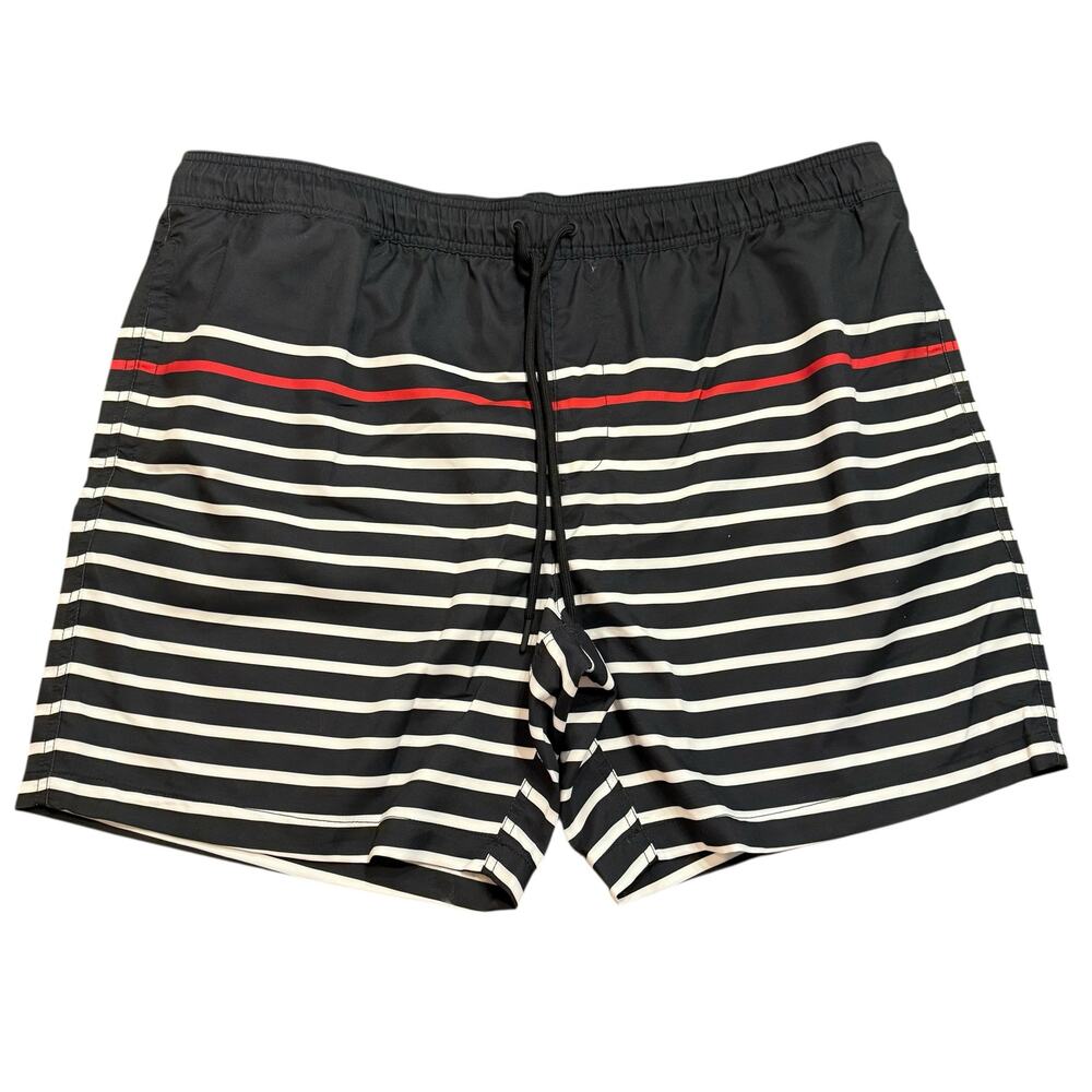 Amazon Men’s NEW black red white striped swimsuit XXL